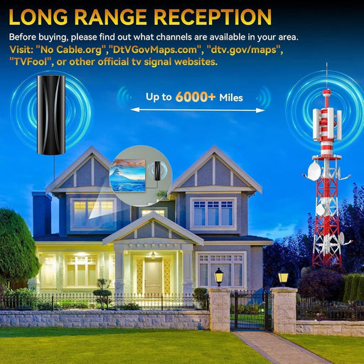 6000+ Miles TV Antenna Indoor, 2026 Digital HDTV Antenna for Local Channels