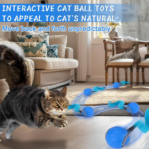 Interactive Cat Toy Ball - Automatic Interactive Cat Toys for Indoor Cats with 3 Tails, 2 Speeds Rechargeable Cat Enrich