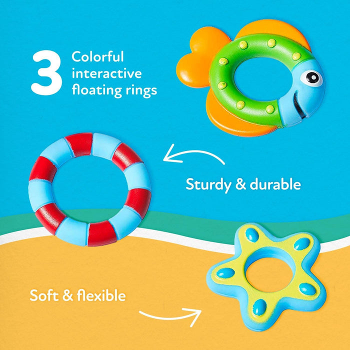 Floating Octopus with 3 Hoopla Rings - Baby & Toddler Bath Toy - No Hole Design Keeps Moisture Out - Fine Motor Skills -