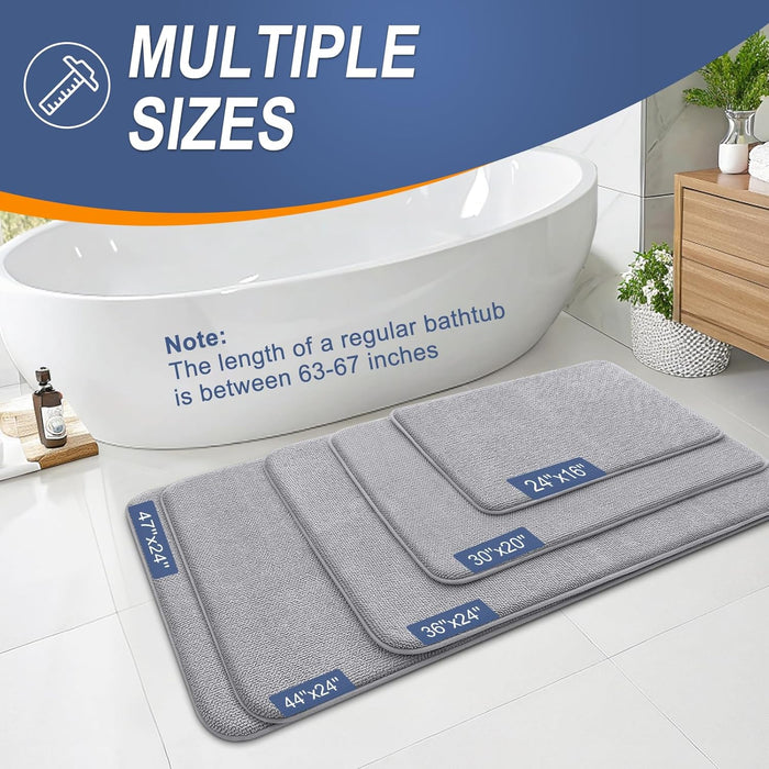 Thick Memory Foam Bathroom Rugs 30x20, Soft Absorbent Bath Mat, Grey