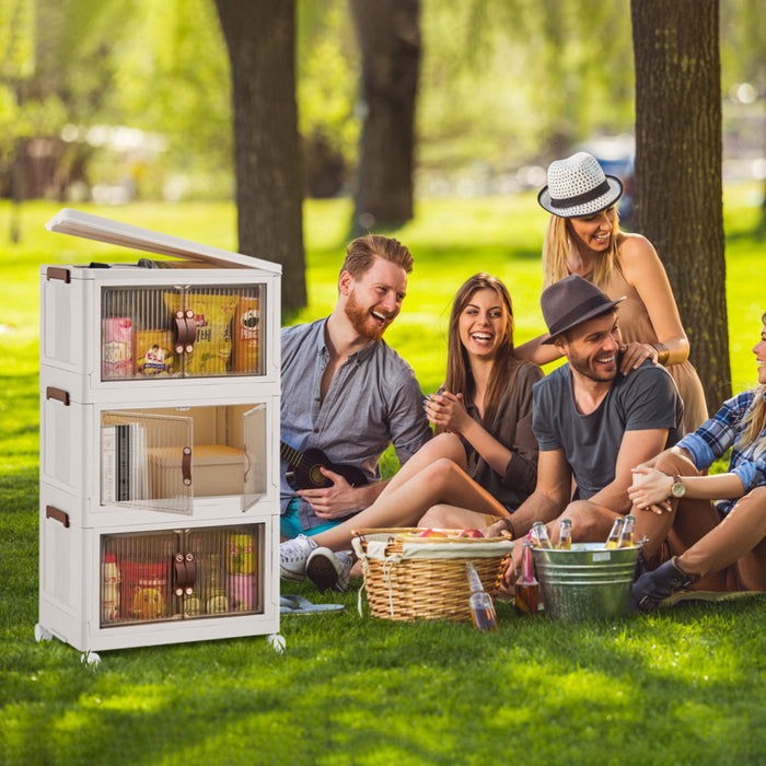 Three-Piece Rolling Foldable Storage Bins