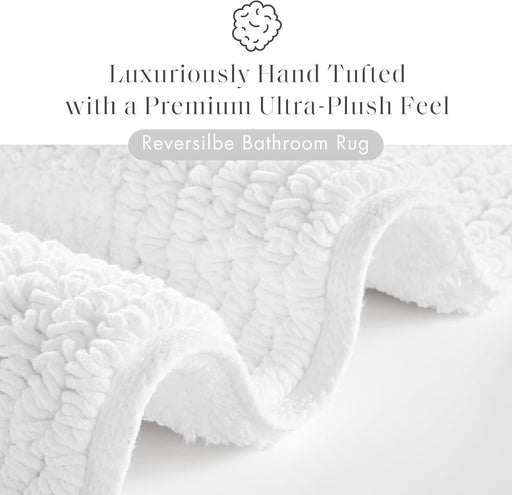Splendor Reversible 100% Cotton Bath Rug, 21 x 34, White