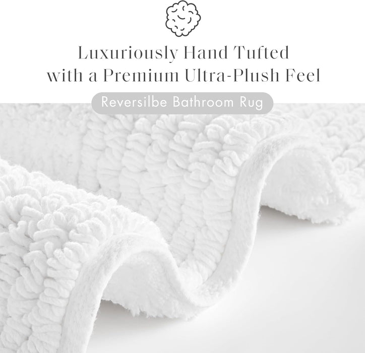 Splendor Reversible 100% Cotton Bath Rug, 21 x 34, White