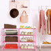 4-Tier Free Standing Pink Shoe Racks, Lightweight Stackable Shelf