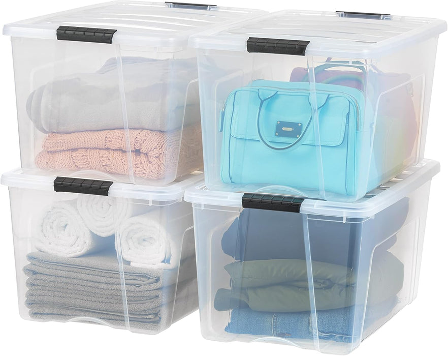 4-Pack 72 Quart Storage Bins with Lids, Clear