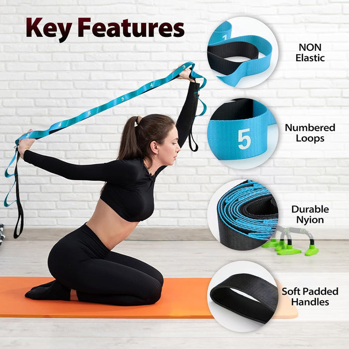 Stretching Strap with Loops for Physical Therapy,Knee,Calf,Back