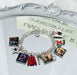 Music Inspired Michael Jackson Charm Bracelet, Vintage Link Chain Bracelet with Microphone, Jacket & Album Charms, Unisex Fan Gift, Back to School Jewelry Gift Fashion Woman