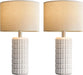 23" Modern Ceramic Table Lamps Set of 2, Lamps for Bedroom, White