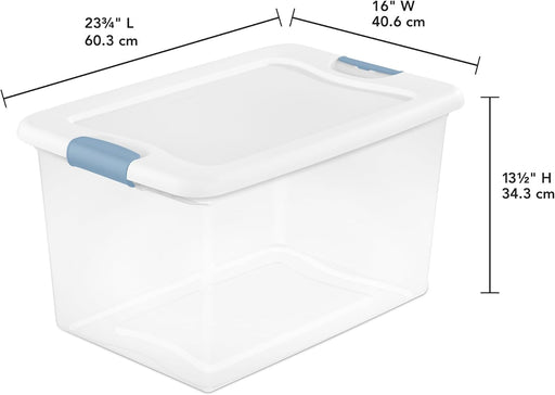 Latching Box with Lids for Home and Office, 64 Quart, 4-Pack