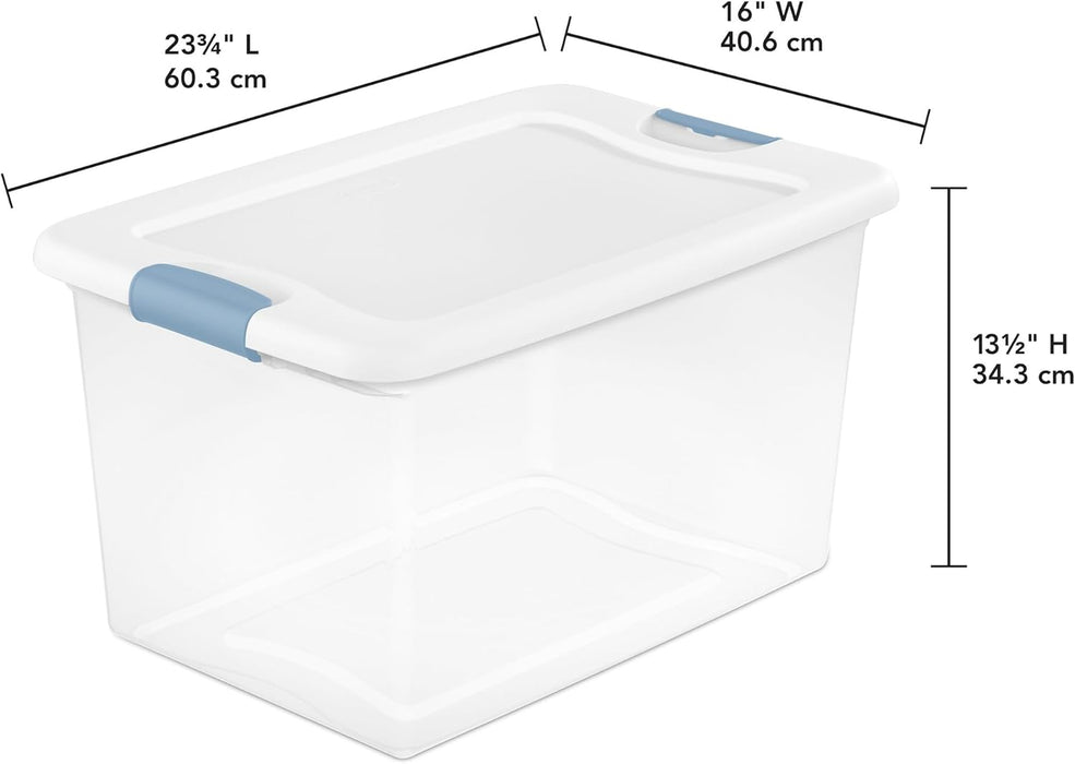 Latching Box with Lids for Home and Office, 64 Quart, 4-Pack