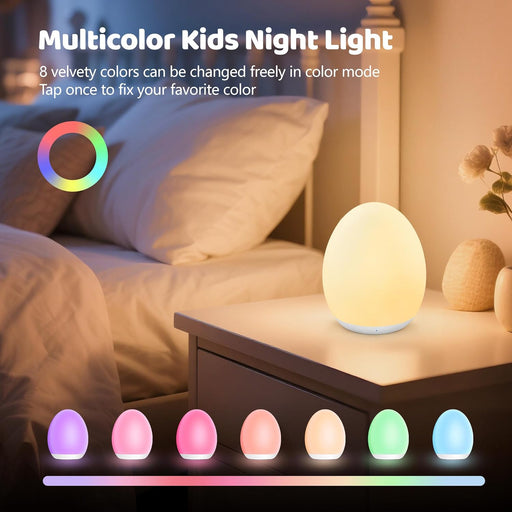 Night Light for Kids, 7 Colors Changing Egg Light for Nursery