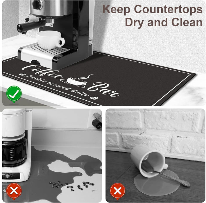 Fashion Coffee Mat, Dish Drying Mat 12" x 20" Black