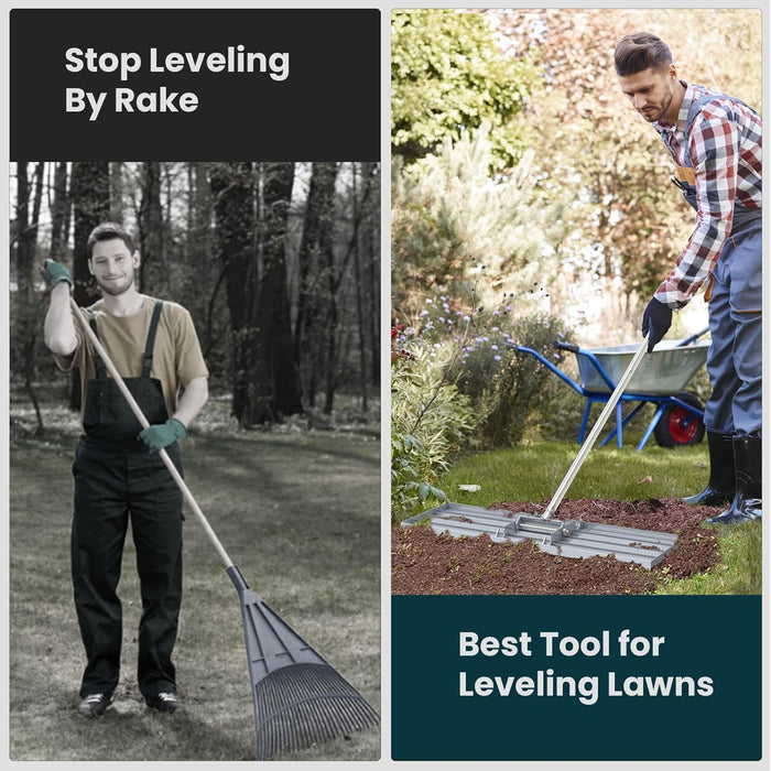 Lawn Leveling Rake 30x10 inch, (Professional-Grade) Lawn Leveler Tool with Stainless Steel Handle Rakes for Lawns Heavy 