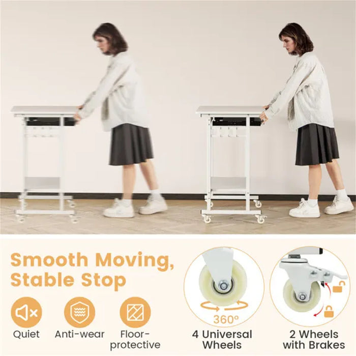 Mobile Computer Desk with Keyboard Tray