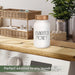 Laundry Room Decor & Organization - Premium Matte White Glass Coin Bank with Wood Lid - Rustic Farmhouse Money Jar for L
