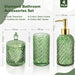 Green Bathroom Accessories Set, 4 Pack Olive Green Bathroom Decor Accessory Sets Complete, Diamond Glass Soap Dispenser 
