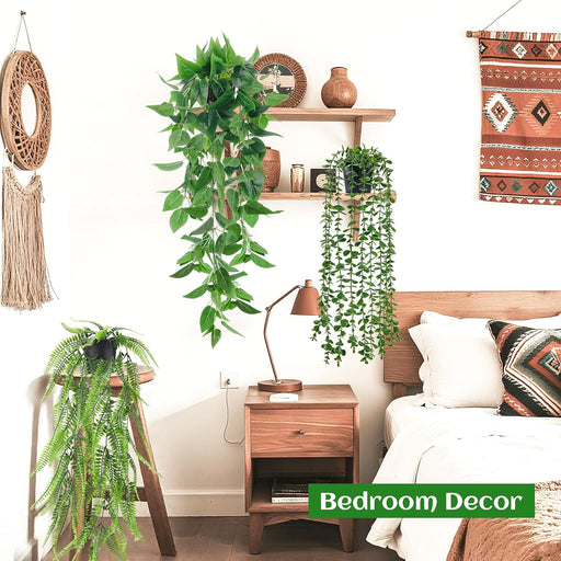 4Pcs Fake Hanging Plants with Lush Cascading Greenery