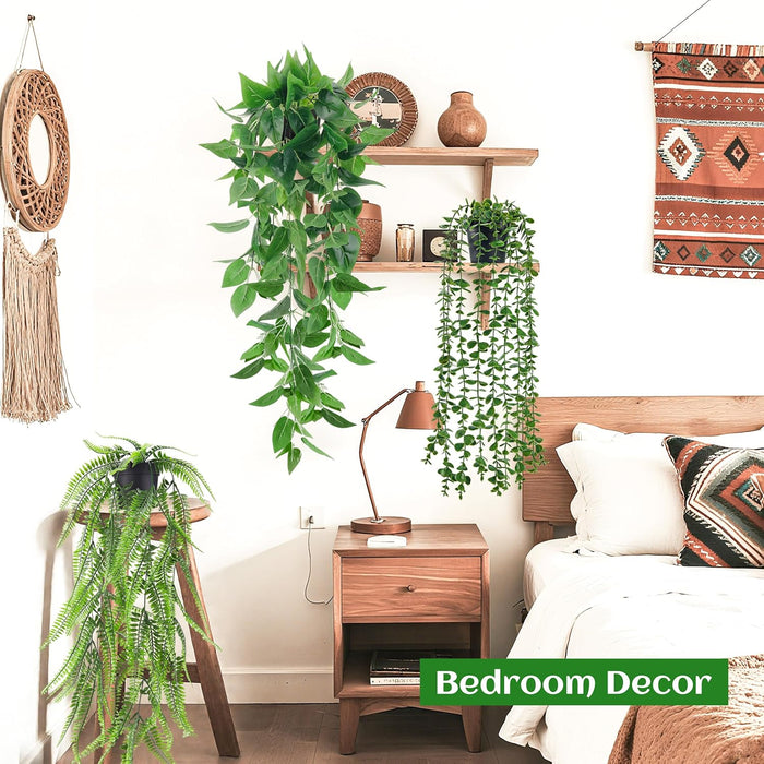 4Pcs Fake Hanging Plants with Lush Cascading Greenery
