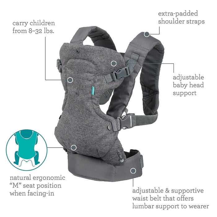 Flip 4-in-1 Baby Carrier Convertible Ergonomic, Gray