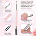3 Pcs Pink Cuticle Nipper Set, Stainless Steel Pusher & Scraper