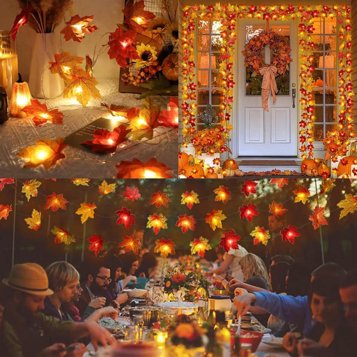 2 Pack Fall Decorations for Home Maple Leaf Lights Total 20ft 40 LED