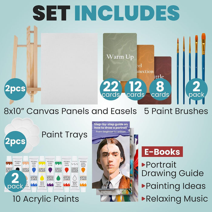Painting Game Kit for Couples - Sip and Paint Date Night Set for Adults