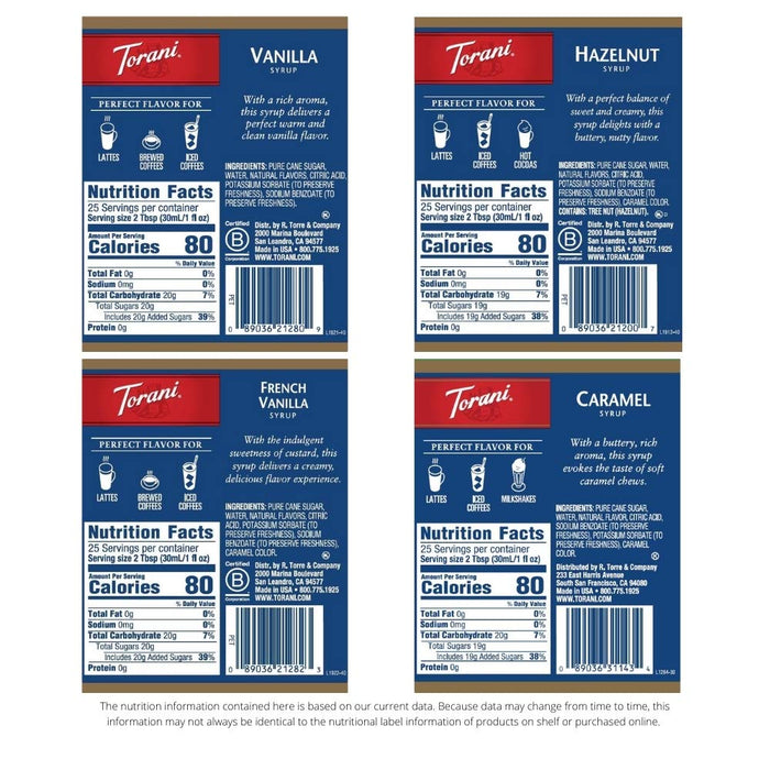 Flavored Drink Syrup Coffeehouse Variety Pack, 25.4 fl oz, Set of 4