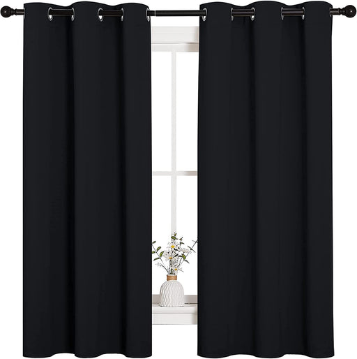Black Blackout Curtains for Bedroom 42" Wide x 63" Long 2 Panels