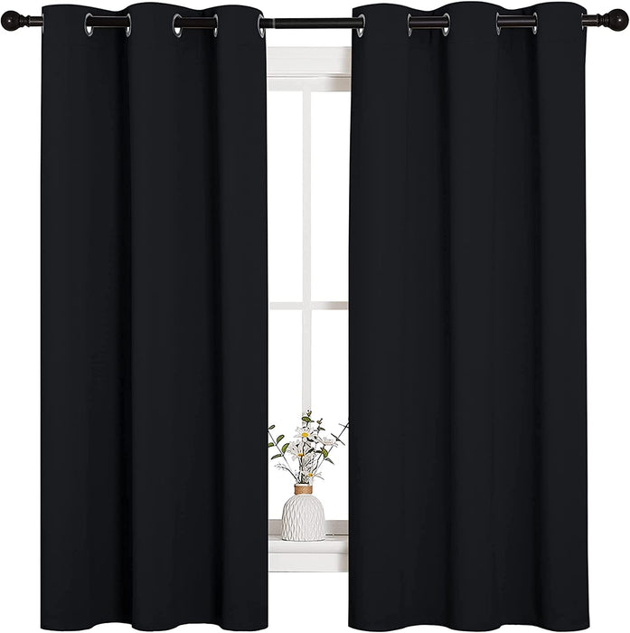 Black Blackout Curtains for Bedroom 42" Wide x 63" Long 2 Panels