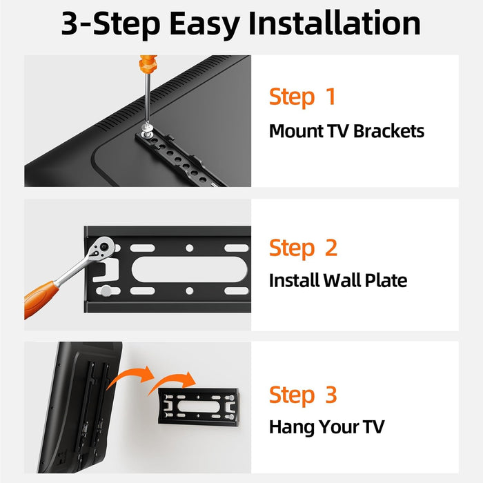 IWORBOARD 24 32 40 42 inch Fixed TV Monitor Wall Mount for 14-42 inch LED LCD Screen,Low Profile Small RV TV Mount, Easy Slim Flat Wall Bracket, Max VESA 200x200mm, 66lbs, Single Stud