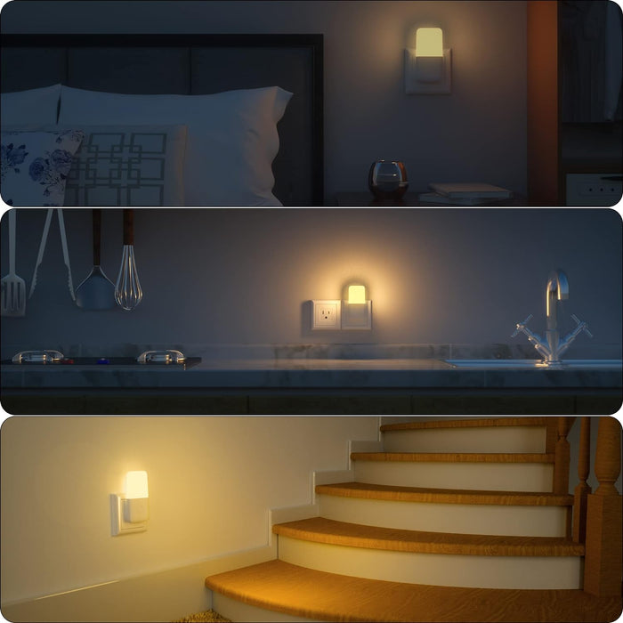 Plug in Night Light, Warm White LED Nightlights with Smart Dusk to Dawn Sensor for Kids, Nursery, Ideal for Bedroom, Bathroom,Hallway, Stairs, Kitchen, 6 Pack
