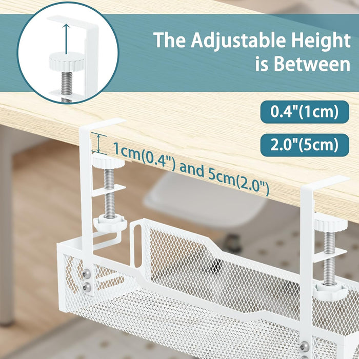 Under Desk Cable Management Tray, No Drill Mesh Cable Tray Cord Organizer