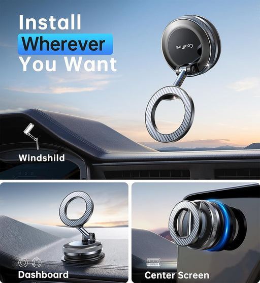 【Newest Vacuum Magnetic Phone Holder for Car Phone Holder Mount【Movable Vacuum Suction】Magsafe Car Mount Cell Phone Hold