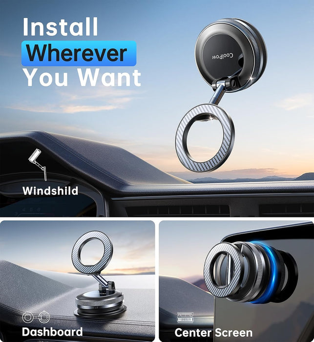 【Newest Vacuum Magnetic Phone Holder for Car Phone Holder Mount【Movable Vacuum Suction】Magsafe Car Mount Cell Phone Hold