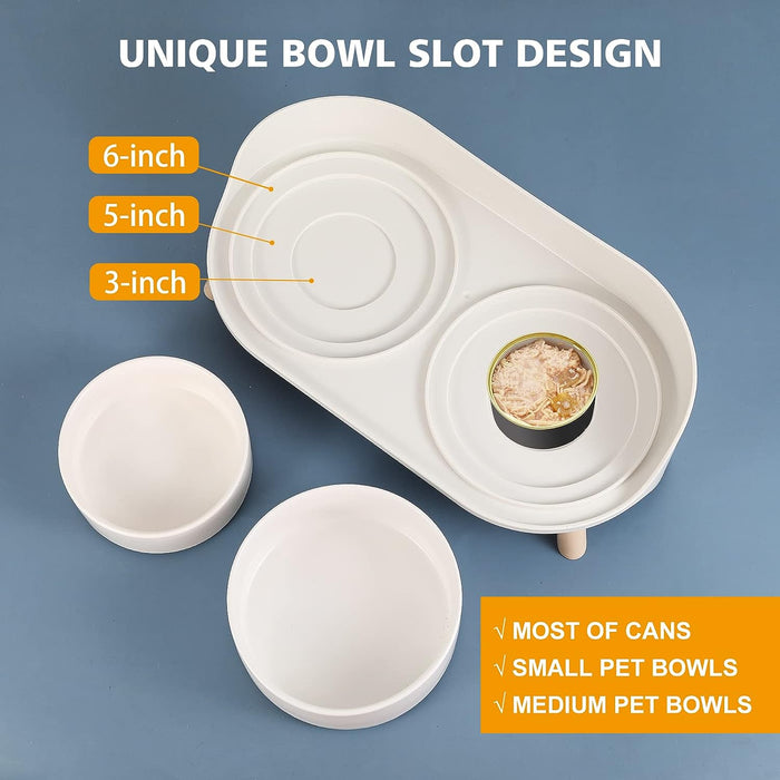 Elevated Ceramic Dog Bowl Set - Double Dog Feeding Bowls with Stand Splash Proof - Raised Dishes for Food and Water - Id