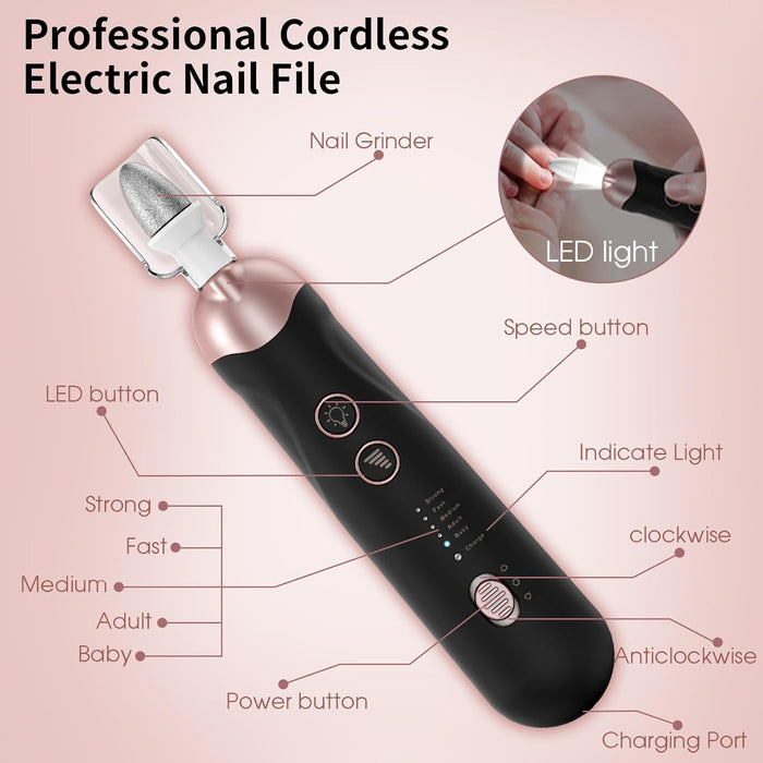 Electric Nail File Toe Nail Grinder for Thick Toenails Manicure Kit