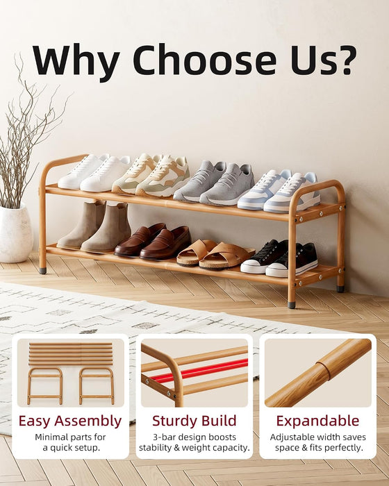 2-Tier Expandable Metal Shoe Rack for Closet & Entryway