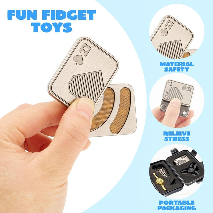5 Pcs Metal Fidget Toy for Adults, 5 Pack EDC Stress Relief Toys with Slider, Spinner and Gear Designs, Handheld Anxiety