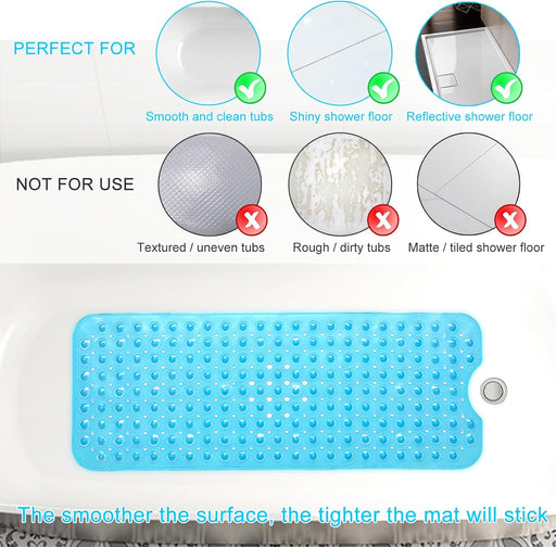 Upgrade Baby Bath Mat Non Slip Extra Long Bathtub Mat for Kids 40 X 16 Inch - Eco Friendly Bath Tub Mat with 200 Big Suc