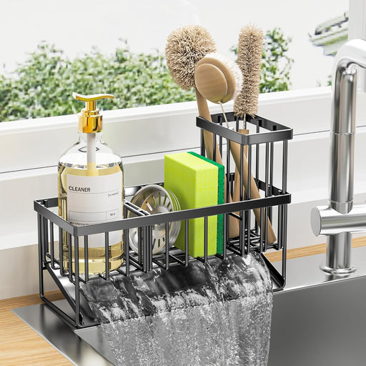 Sink Caddy, Sponge Holder for Kitchen Sink, Kitchen Sink Organzier with High Brush Holder, Rustproof Stainless Kitchen Gadgets Sink Accessories, Organizadores De Cocina, Patent 1038566S