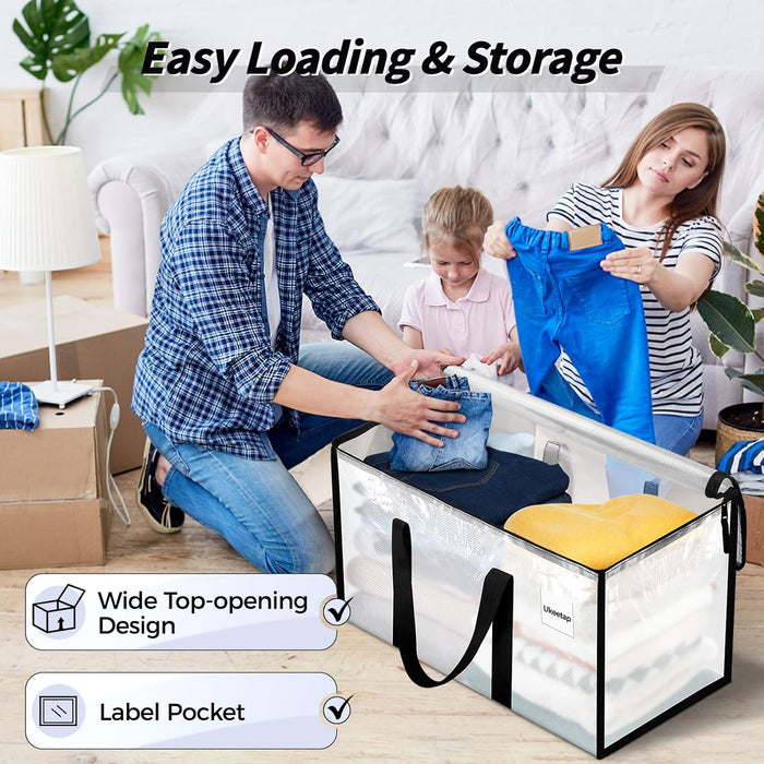 8 Pack Extra Large Clothes Storage Bins with Lids, Clear