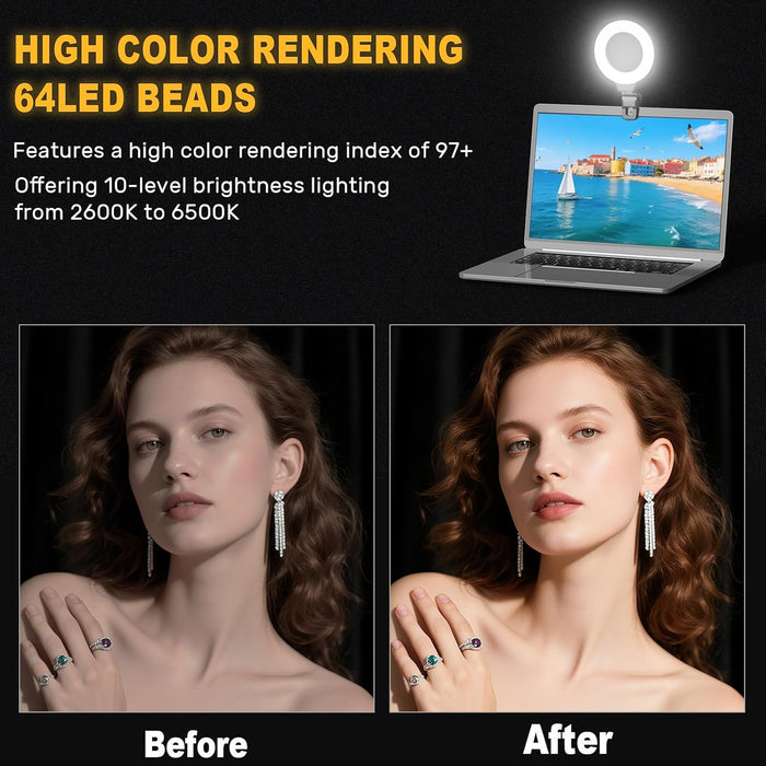 Ring Light for Video Conference Lighting,360°Adjustable,Portable LED Video Conference Lighting for Monitor,Laptop&Deskto
