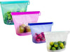 Reusable Silicone Food Storage Bags (Set of 4), Dishwasher Oven Microwave Freezer Safe, Eco-Friendly 100% Platinum, Leak