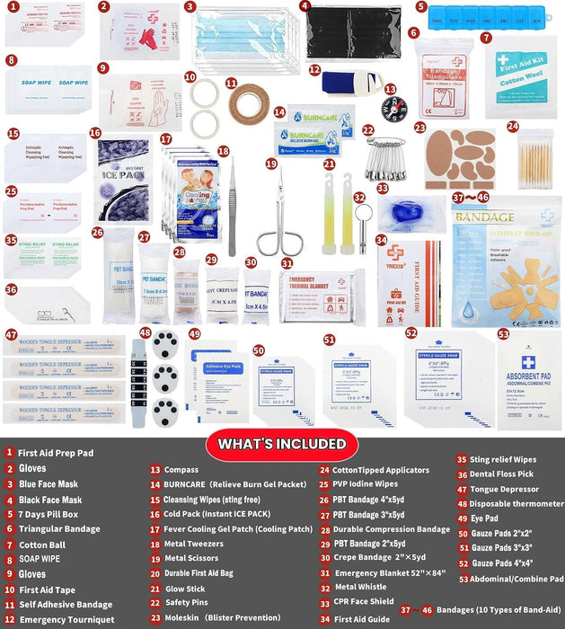 400 Piece Large First Aid Kit for Home, Car, Travel, Camping,Sports