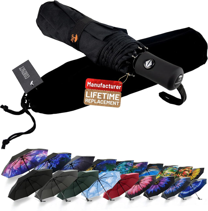 Travel Umbrella - Windproof Automatic Compact Umbrellas for Rain