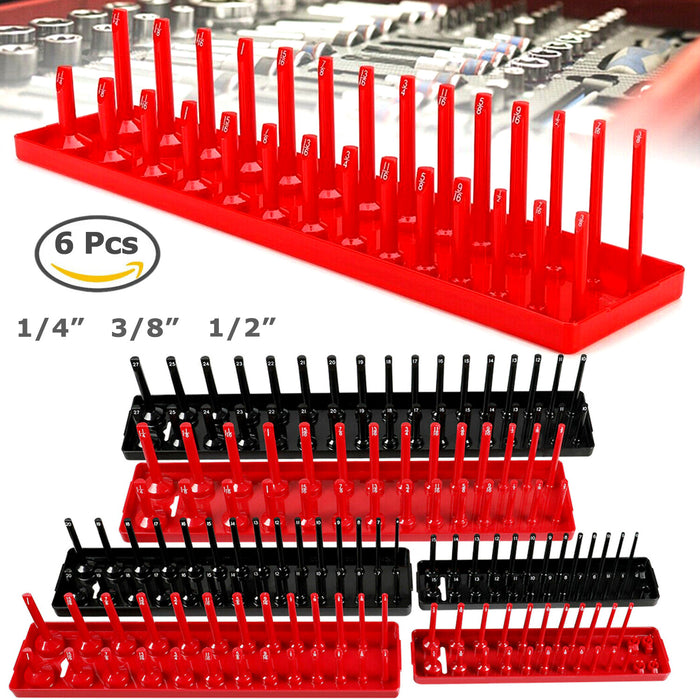 Six-Piece Metric and SAE Socket Organizer Tray Set