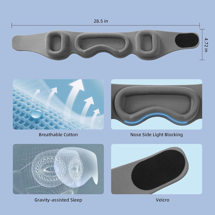 Weighted Sleep Mask, 100% Blackout Eye Mask with Sleep Ear Muffs