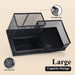 Mesh Pen Holder Desk Organizers Pencil Holder for Desk Black, 3 Compartments Metal Office Supply Organizer with Sticky Notes Holder for School Home Office