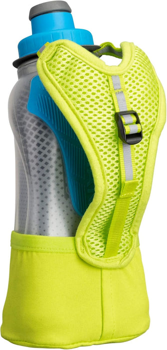Running Handheld Water Bottle Adjustable No-Grip Quick Squeeze Lite Hand Strap. Reflective Hydration