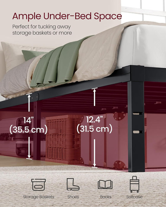 Twin Metal Bed Frame, 14 Inches Tall, 550 lb Weight Capacity
